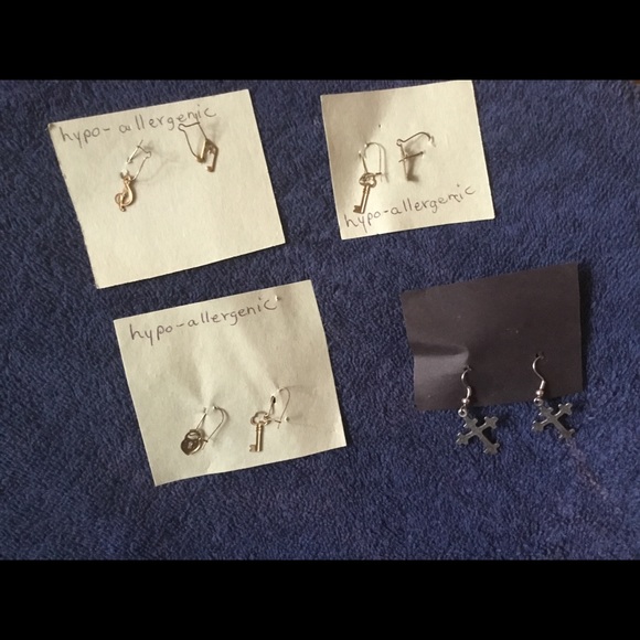 Music Notes, Keys, a Lock, and Crosses Earrings Collection - Picture 1 of 1
